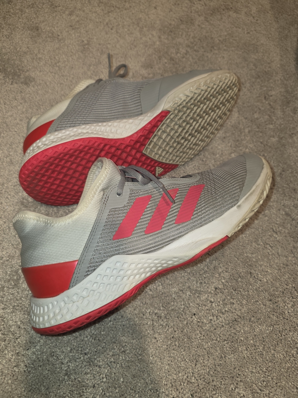 Adidas Gray & Hot Pink Three-Stripe Trainers